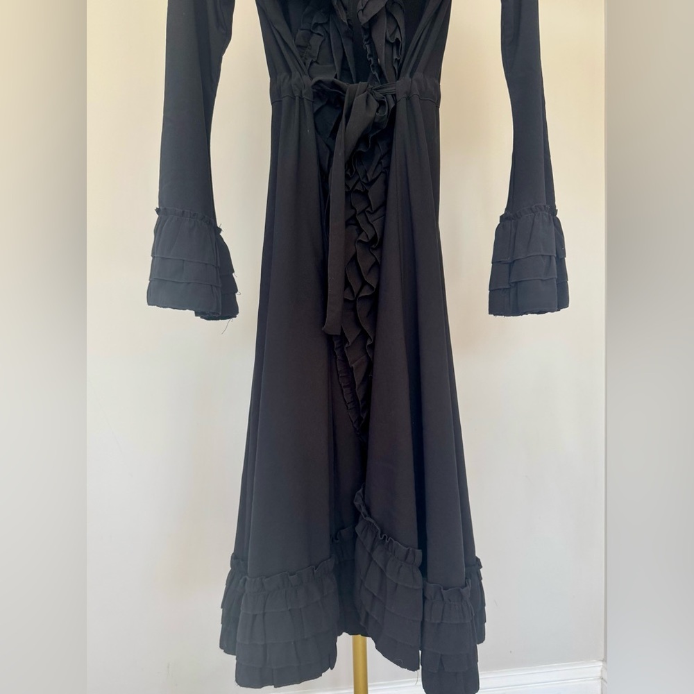Cordelia Black Ruffled Women's Coat - Picture 2 of 6